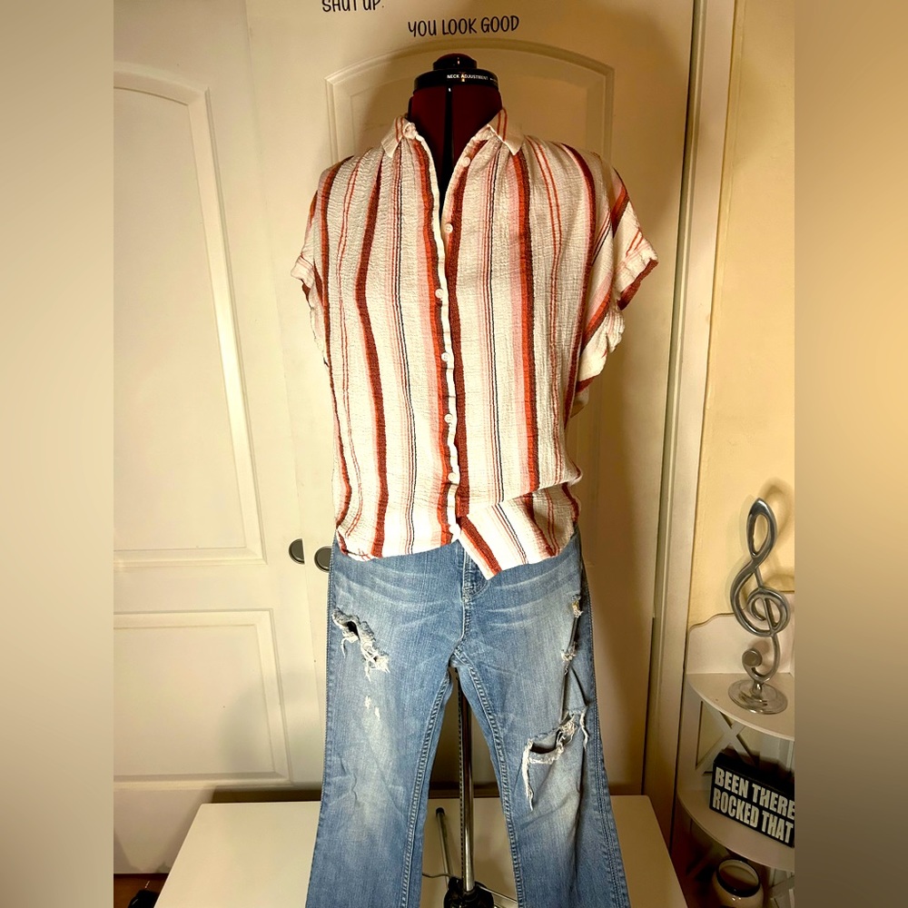 Madewell cotton boho button up top. Size xsmall